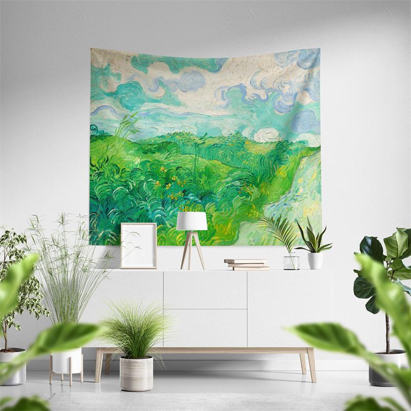 Aertemisi Green Wheat Fields Auvers 1890 Tapestry Wall Hanging Art for Bedroom Living Room College Dorm Party Backdrop Home
