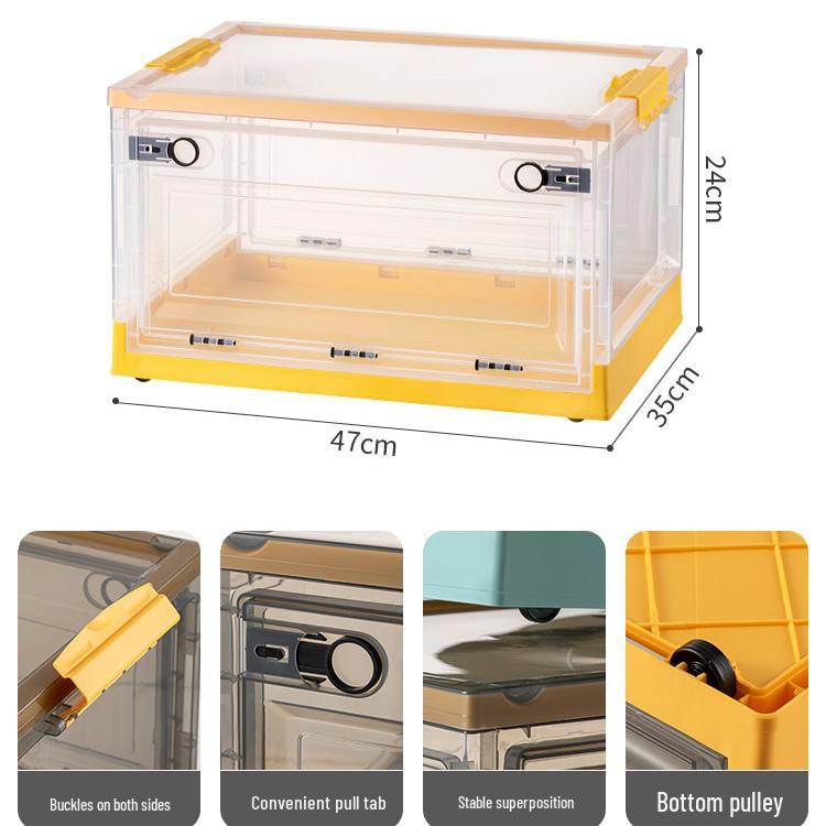 Large Outdoor Portable Transparent Foldable Storage Box for Clothes, Toys, Snacks, Books - Dustproof and Ideal for Home Use.