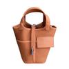 Foreign trade new vegetable basket bag swift cowhide with canvas splicing bucket bag fashionable casual hand bag