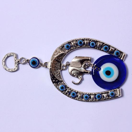 Turkish Blue Eye Horseshoe Elephant Pendant Amulet Lucky Protection Car Ornament