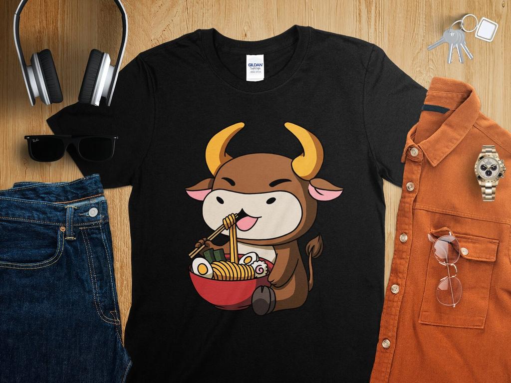 Kawaii Anime Year of the Ox Asian Noodles Japanese Ramen Shirt, Anime Shirt, Ramen T-Shirt, Japan Art