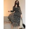 New French Hepburn Style Spring Dress for Women's New Year's Tea Break Platycodon Black Slim Floral Dress