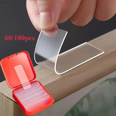 60/180pcs, Multifunctional Double Sided Adhesive Tape Waterproof Removable Reusable Nano Adhesive Mounting Tape for Walls Wood Tile Plastic and Metal