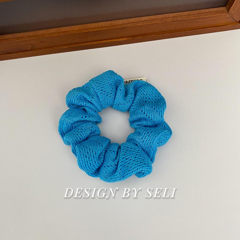 Korean Style Sky Blue Knit Hair Tie for High Ponytails and Buns