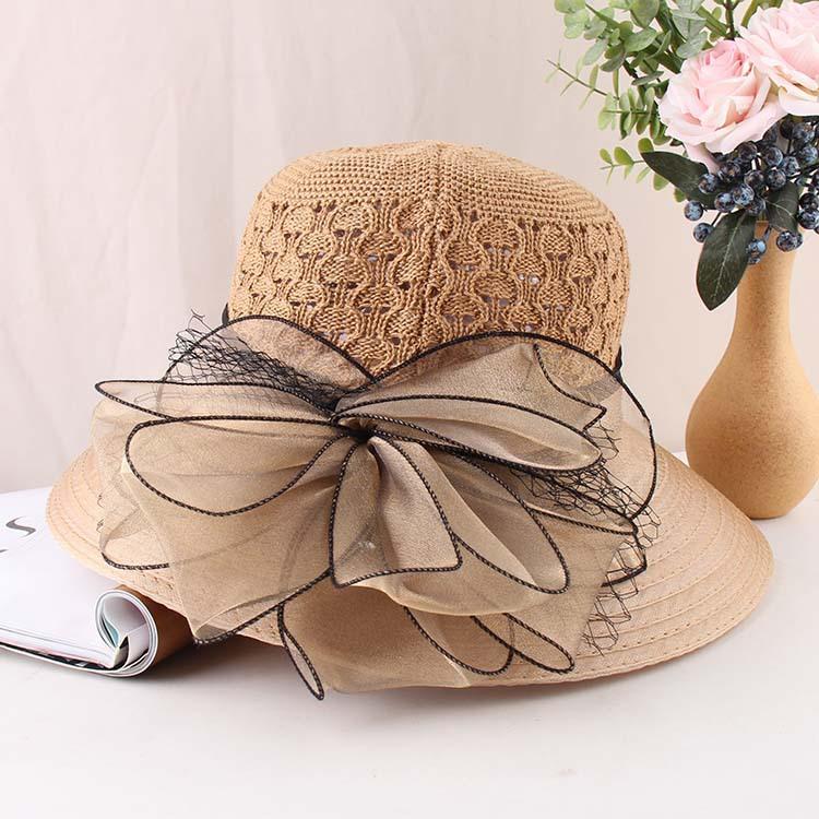 Mesh Flower Organza Fisherman's Hat Children Summer Breathable Sun Visor Elegant Dome Sun Hat