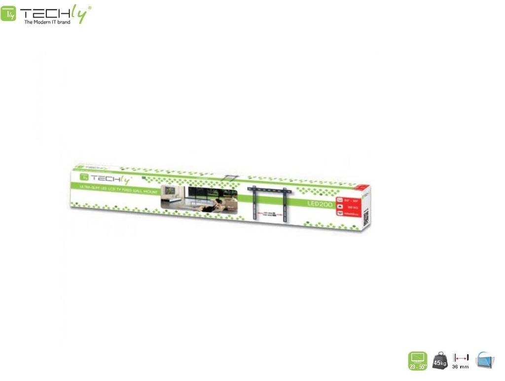 Techly 23"-55" Slim Wall Mount, 45kg