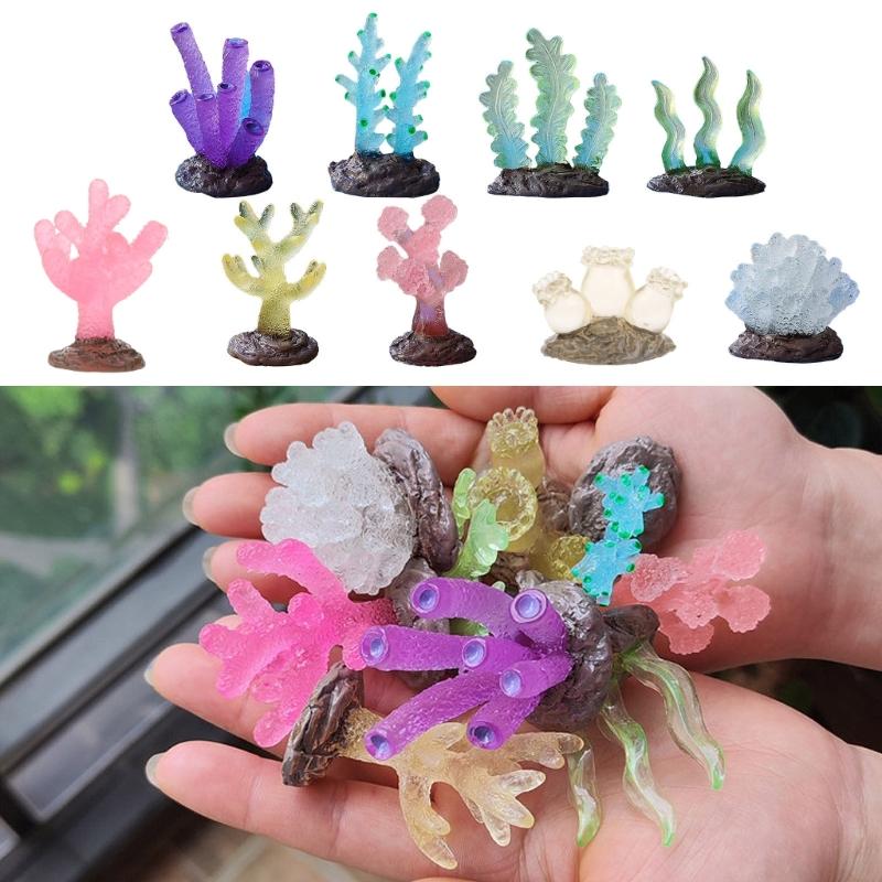 Aquariums Glowing Resin Coral Decoration Fishtanks AquaticUnderwater Ornament Landscaping Safety Decor for Fish Shirmps
