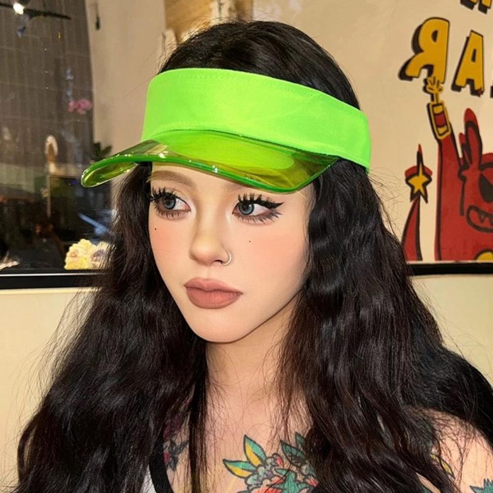 Sunscreen Leopard Print Visor Cap Solid Color Sun Hat Fashion Transparent Hollow Hat Hiking