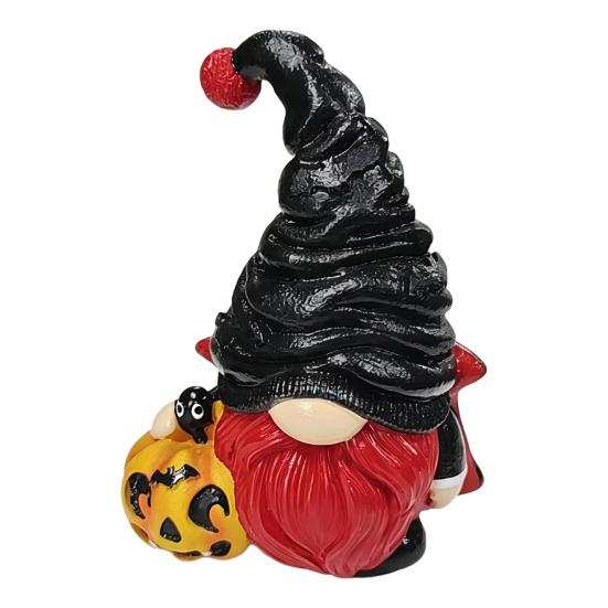 Halloween Gnome Figurine, Small Resin Pumpkin Gnome Statue, Wizard Witch Gnome Ornament for Home, Garden, Tiered Tray, Tabletop Decor