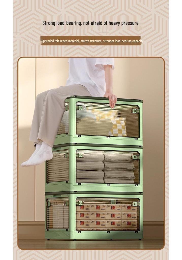 Transparent Foldable Storage Box with Five-Sided Opening for Clothes, Quilts, and Toys