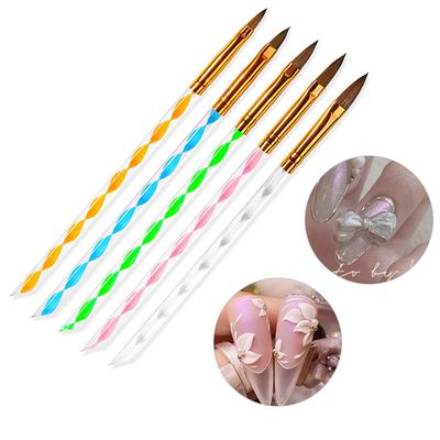 5 ks/sada Sada štětců na nail art Vícebarevná rukojeť UV gel Prodloužení Builder Malování Lineární Kreslení květin Pero