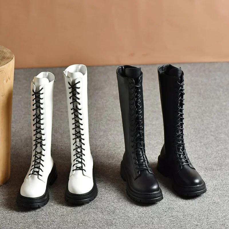 Fashion Women's Thigh High Boots Black Fashion Black Punk Goth Sexy Woman Platform Boots Motorcycle Boot Women Heels Shoes Big Size 43