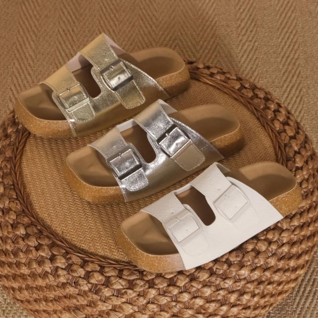 Grape mother slippers women's summer wear lazy one-pedal casual shoes double-breasted beach slippers women's thick-soled sandals