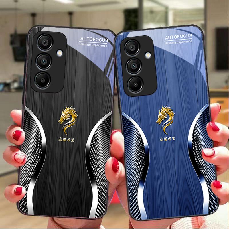 Hölzerner Drache Schwarz Für Samsung Galaxy A15 5G 54 4G 51 50 24 35 90 71 12 51 53 52S 80 22 34 Schwarze Hartglas Handyhülle