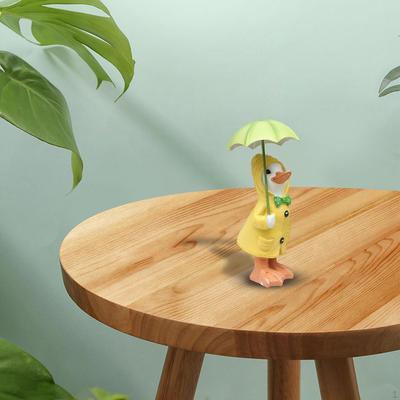 Figurine Craft Animal Ornament Waterproof Desktop Umbrellas Duck Statue Decorative Sculpture for