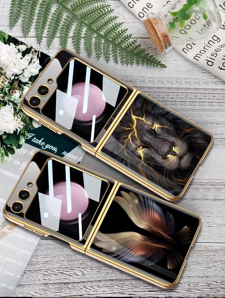 Samsung Galaxy Z Flip 5 Anti-Drop Luxury Glass Case - Full Coverage