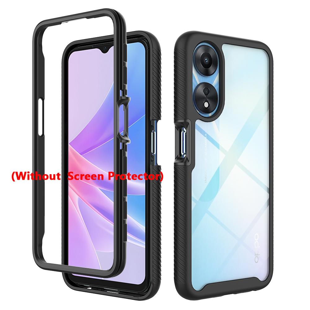 2 in 1 Hybrid Armor Shockproof Phone Case For OPPO A78 5G CPH2483 CPH2495 TPU Plastic Frame Transparent Acrylic Cover Fundas