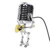 Yellow Guitar Microphone Desk Lamp USB Powered Vintage Microphone Guitar Robot Lamp for Music Lovers