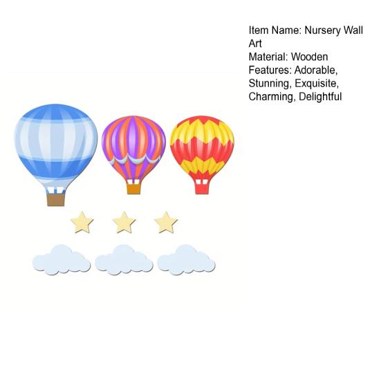 9 stk. Varmluftsballon Dekoration Boho Børneværelse Vægkunst Træ Varmluftsballon Stjerner Skyer Baby Shower Væghængende Skilt til Soveværelse Klasseværelse