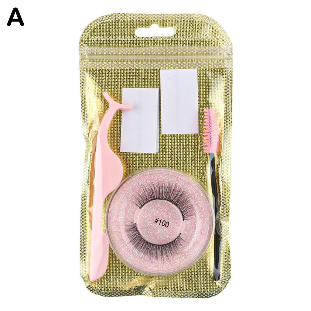 1 Conjunto Cílios Postiços Naturais Wispy Feitos à Mão 3D Mink Autoadesivos Cola Maquiagem Cílios Sem Cola E4M9