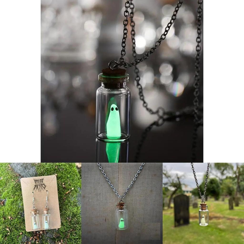 Adorable Cartoon Ghost Jewelry Set Featuring Enchanting Glow In The Dark Effects