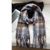 Red scarf women's winter atmosphere knitted scarf plaid couple warm thickened shawl scarf neck protection