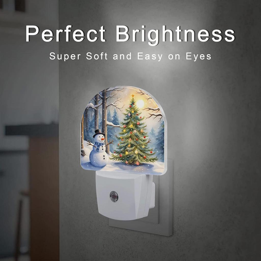 Christmas Tree With Snowman Night Light for Kids,Winter Holiday Snowman Night Light Plug In with Dusk To Dawn Sensor,0.5w Energy Saving Nightlight