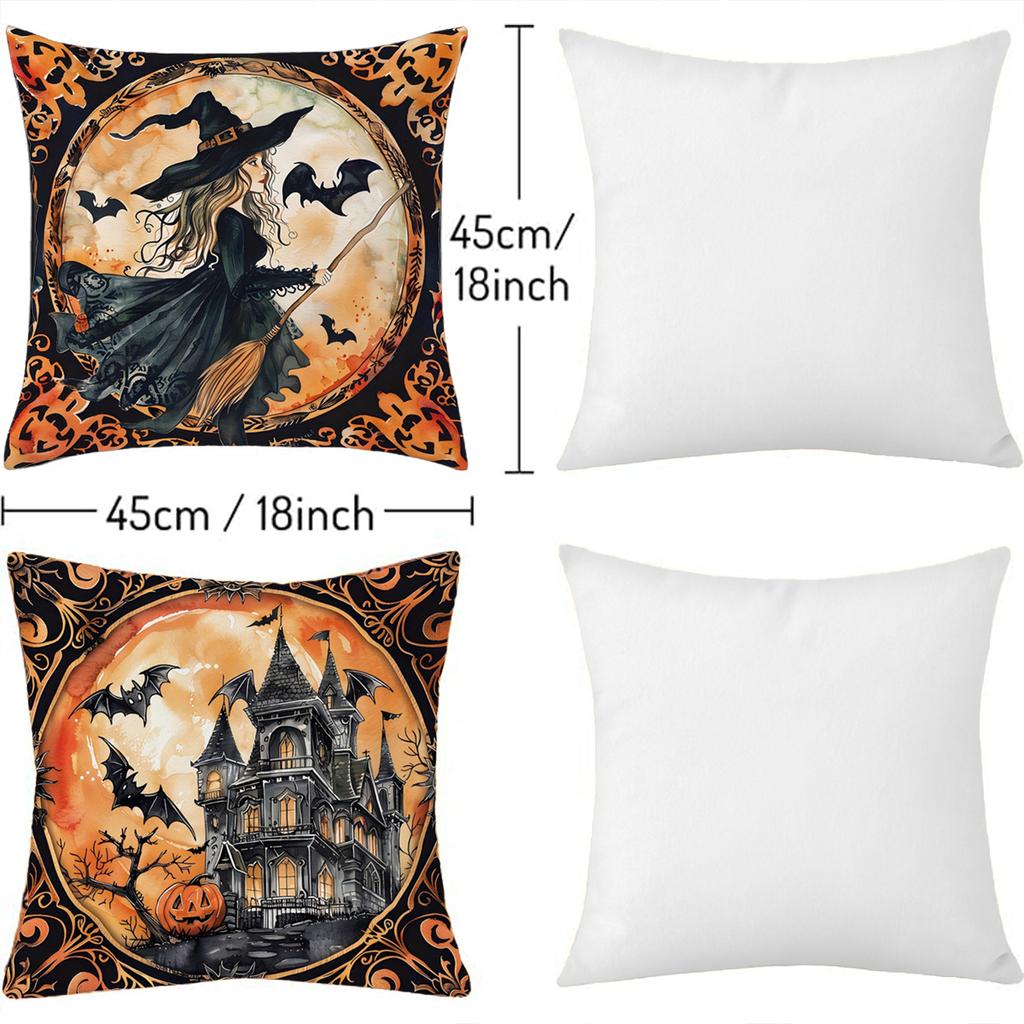1Pc Halloween Holiday Pillow Cover 18X18 Inch Polyester Print Retro Style Holiday Decoration Home Sofa Cushion Cover