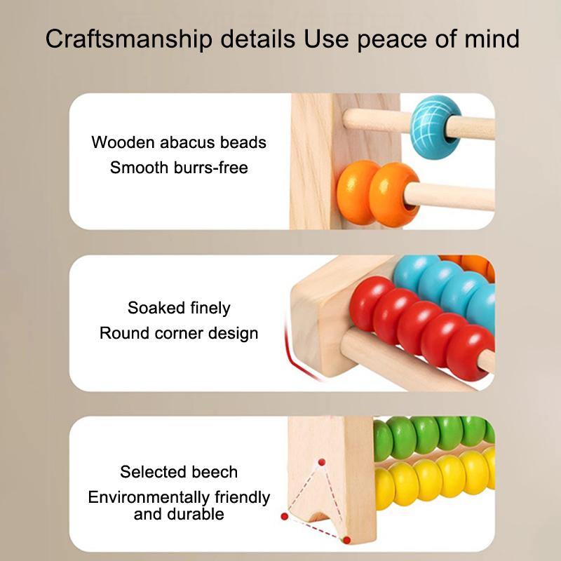 Wooden Counting Toy Abacus Montessori Education Math Toy Children Rainbow Counting Beads Addition Subtraction Operation Learning