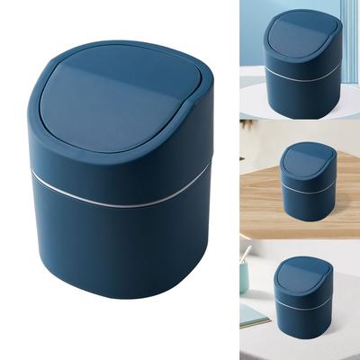 Mini Trash Can with Lid Plastic Desktop Waste Bin Nordic Style Sundries Barrel Box Removable Lid for Office Desk Bathroom Vanity
