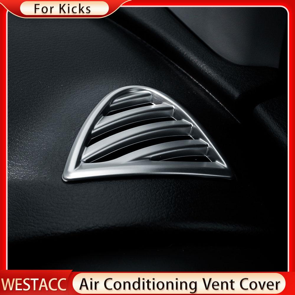 2 Stücke Chrom Auto Klimaanlage AC Outlet Vent Abdeckung Aufkleber für Nissan Kicks 2017 2018 2022 2023
