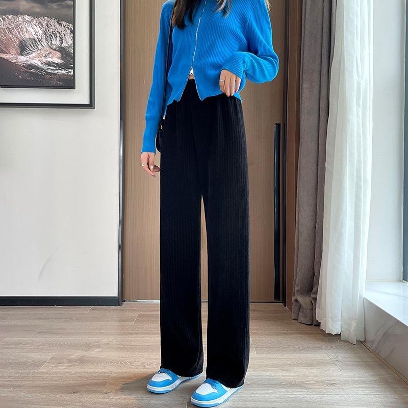 Chenier wide-leg pants women's autumn and winter high-waisted drape casual pants new winter straight floor-mopping pants