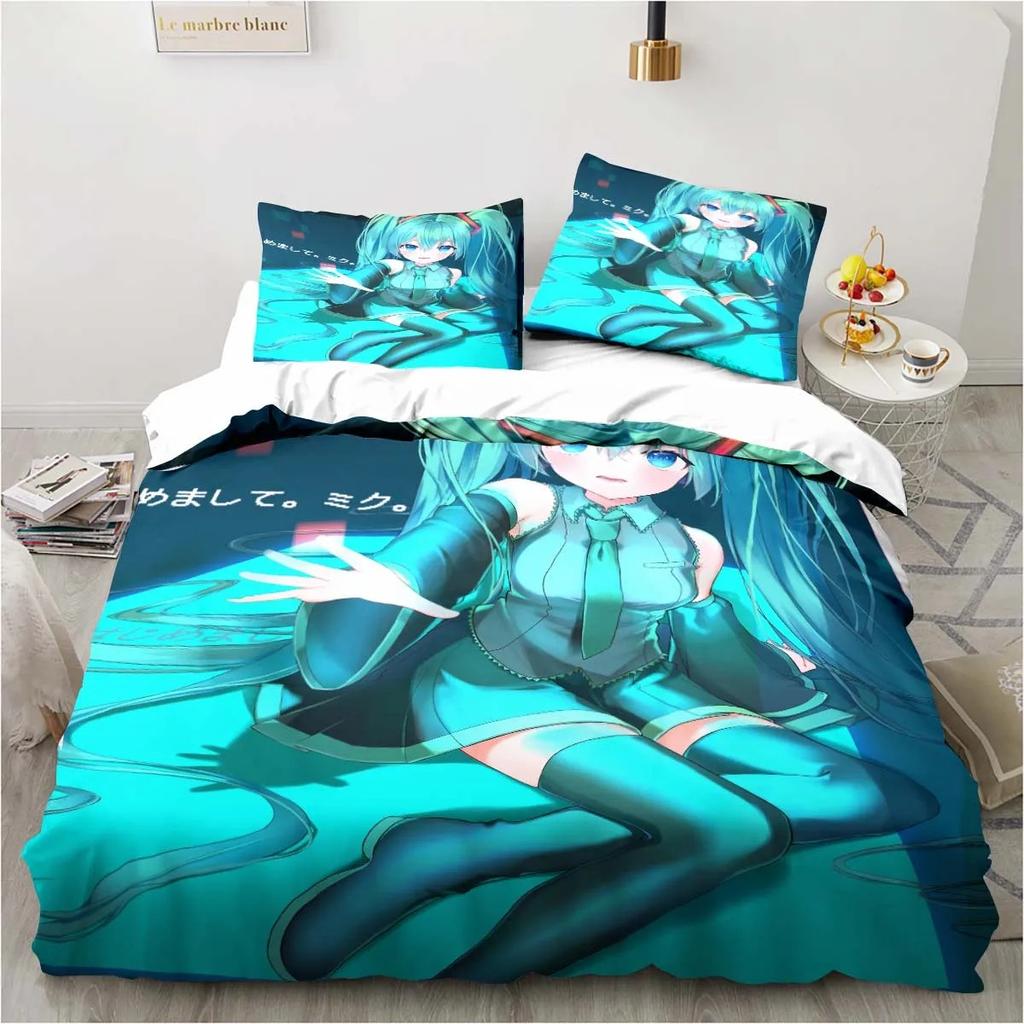 New 3D Future Singer Hatsune Miku Cartoon Bedding Quilt Cover Student Bedding Soft Microfiber Bedspread Lightweight Coverlet