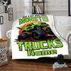 Monster Trucks Home Customize Your Name Blankets Comfortable Soft Lightweight Allseason Multipurpose Blanket For Picnics Sofas Offices Beds Living