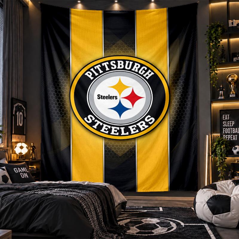 Wall Hanging Tapestry Pittsburgh Steelers Print Cloth for Living Room Bedroom Home Decor