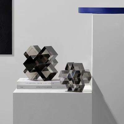 Modern Light Luxury Creative Crystal Cross Book Decoration Three-dimensional Simple Frosted Geometric Home Study Soft Decoration