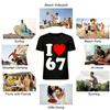 I Love Heart Print Casual Crew Neck T-Shirt Unisex Daily Wear Pure Cotton T-shirt