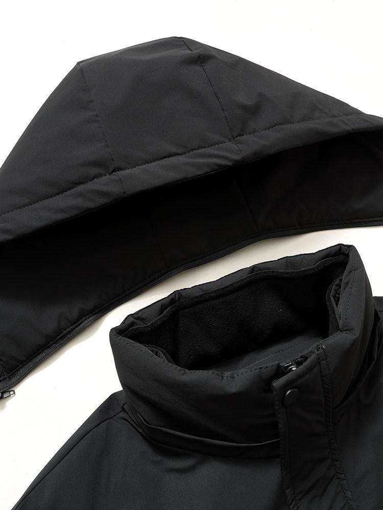 LOMON Men's Thickened Hooded Down Jacket - Removable Lining, Warm Winter Outerwear for Dad