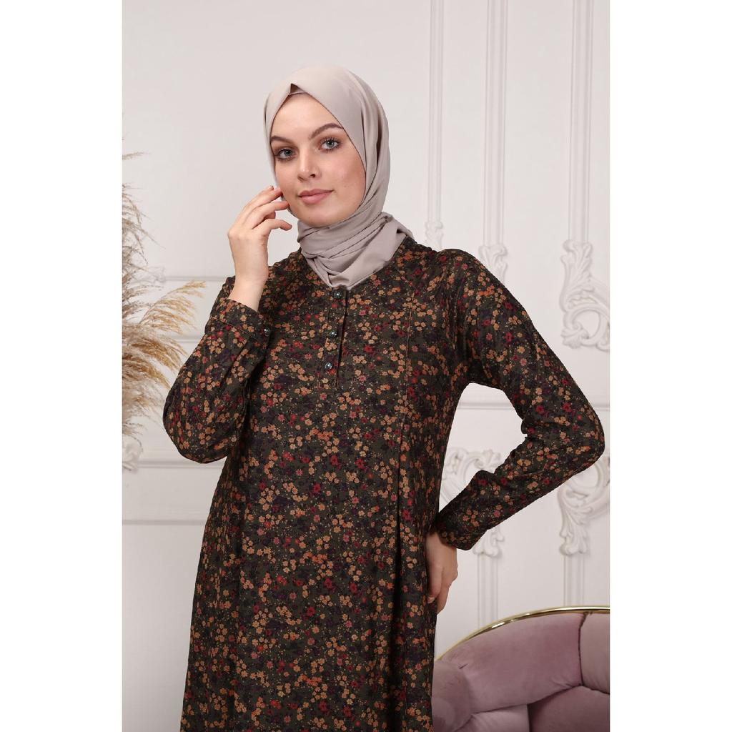Winter Fabric Floral Patterned Hijab Dress
