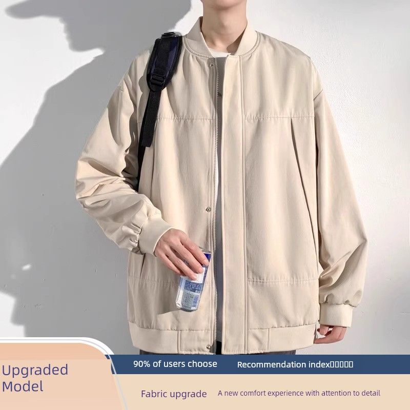 

Medm Beprp Design Pocket Baseball Jacket for Boys, Pure Black Versatile Jacket, Super Popular Youth Coat 6605m White M(Recommend 50-65kg)