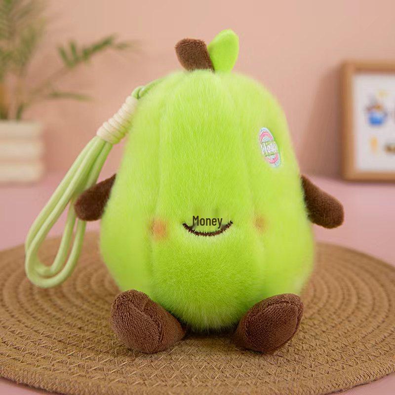 Cartoon Plush Pig & Fox Keychain: Cute Bag Charm with Fruit Pendant