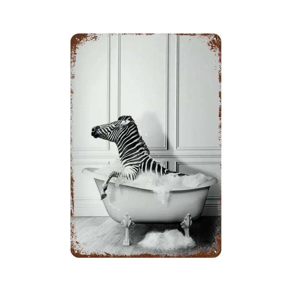 Funny Animal Posters Metal Tin Sign Plaque Dog Monkey Reading Newspapers Decorative Plates For Toilet Bathroom Wall Art Decor