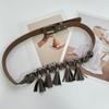 Waist Chain Retro Texture Fringed Pendant Belt with Jeans Belt