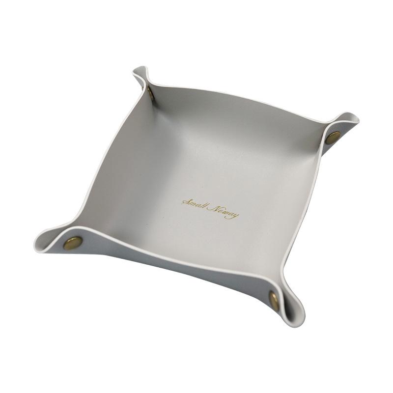1PC PU Leather Storage Box Desktop Tray Jewelry Cosmetic Phone Key Wallet Coin Basket Folding Storage Case Table Organizer