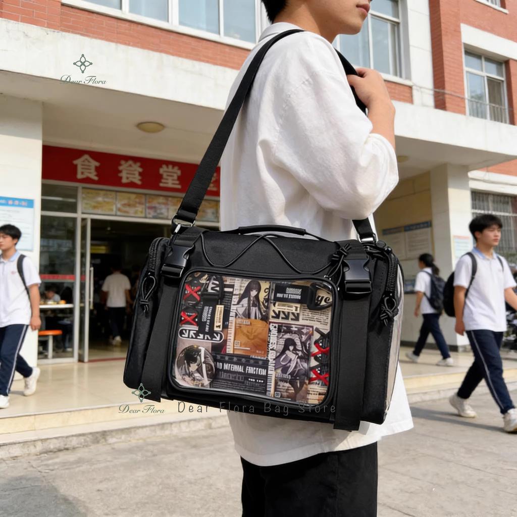 New Y2K Ita Shoulder Bag Large Capacity Sports  Crossbody Bag Cute Girls Transparent Messenger Bag DIY Display Commuter Handbags