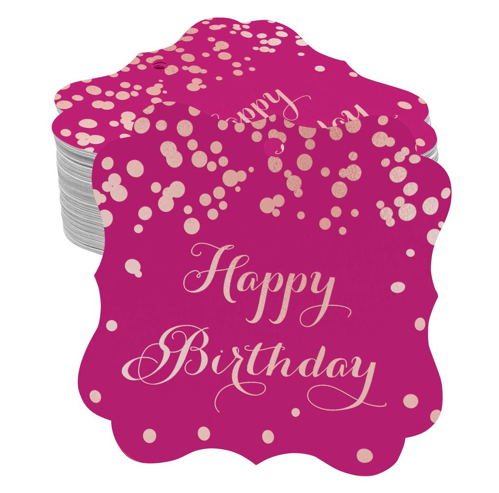 Inkdotpot Real Gold Foil Bracket Shape Paper Hang Tags Happy Birthday Favor Tags Pack Of
