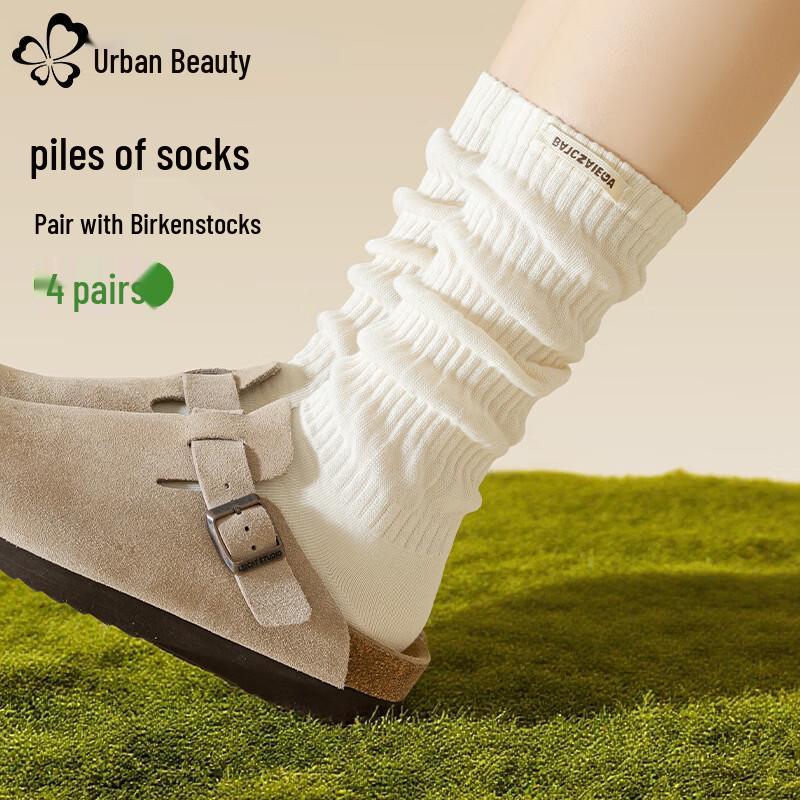Women s Cotton Blend Mid-Calf Slouch Socks - 4 Pack One Size