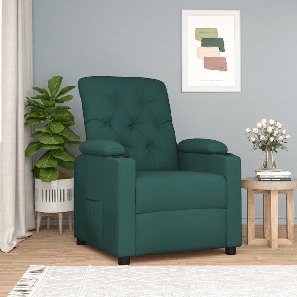 Recliner Chair Dark Green Fabric