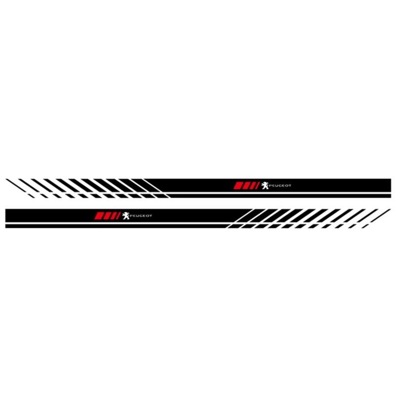 2pcs Vinyl Sports Car Body Sticker Car Emblem Side Skirts Stripe Decal For Peugeot 208 2012~2018 308 2019~2021 2008 207 508 607