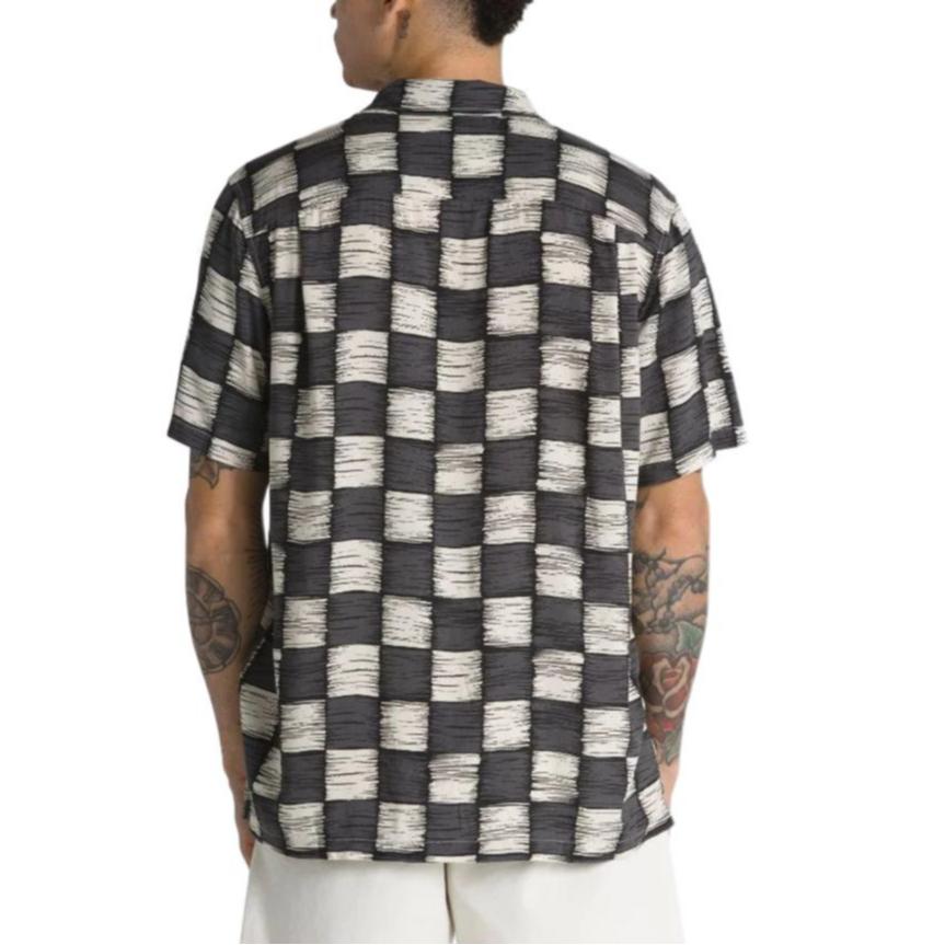 Vans Koszula męska Moore w kratę z guzikami Klasyczna z krótkim rękawem Czarna VN0008JGBWA